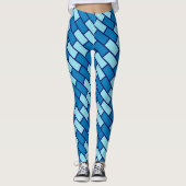 Kleurrijk meisje blauwe bakstenen gym yoga damesle leggings (Voorkant)