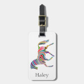 Kleurrijk Meisje Fantasy Paard gepersonaliseerd Bagagelabel (Voorkant verticaal)
