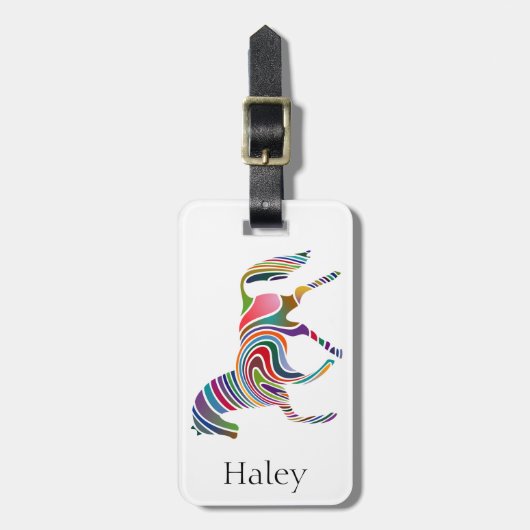 Kleurrijk Meisje Fantasy Paard gepersonaliseerd Bagagelabel (Voorkant verticaal)