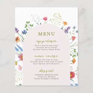 Kleurrijk menu Wilde bloem Vrijgezellenfeest tuin