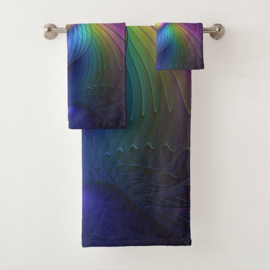 Kleurrijk met blauwe, moderne Abstracte fractale k Bad Handdoek (Insitu)