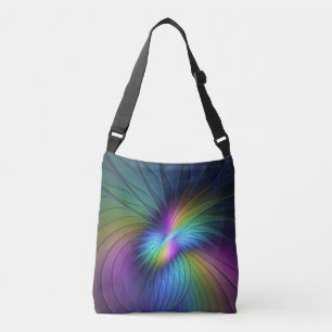Kleurrijk met blauwe, moderne Abstracte fractale k Crossbody Tas