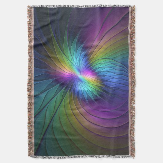 Kleurrijk met blauwe, moderne Abstracte fractale k Deken (Voorkant Verticaal)