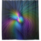 Kleurrijk met blauwe, moderne Abstracte fractale k Douchegordijn (Voorkant)