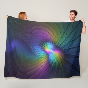 Kleurrijk met blauwe, moderne Abstracte fractale k Fleece Deken