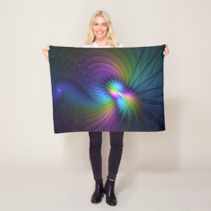 Kleurrijk met blauwe, moderne Abstracte fractale k Fleece Deken