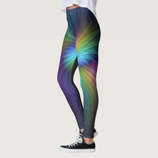 Kleurrijk met blauwe, moderne Abstracte fractale k Leggings (Links)