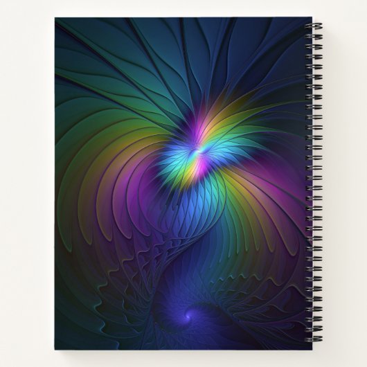 Kleurrijk met blauwe, moderne Abstracte fractale k Notitieboek (Achterkant)