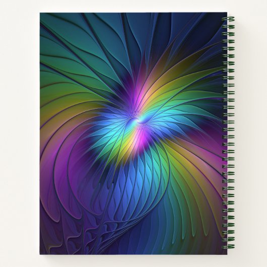 Kleurrijk met blauwe, moderne Abstracte fractale k Notitieboek (Achterkant)