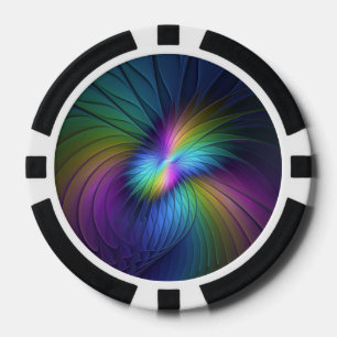 Kleurrijk met blauwe, moderne Abstracte fractale k Poker Chips