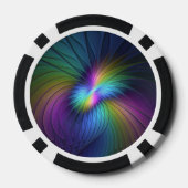 Kleurrijk met blauwe, moderne Abstracte fractale k Poker Chips (Achterkant)