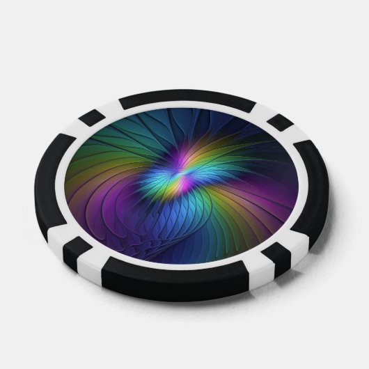 Kleurrijk met blauwe, moderne Abstracte fractale k Poker Chips (Enkel)