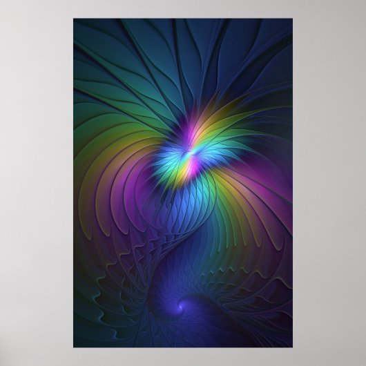 Kleurrijk met blauwe, moderne Abstracte fractale k Poster (Voorkant)