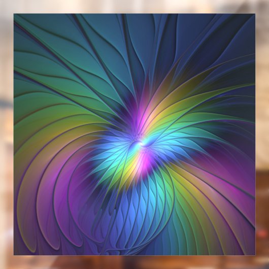 Kleurrijk met blauwe, moderne Abstracte fractale k Raamsticker (Vel 2)