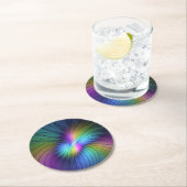 Kleurrijk met blauwe, moderne Abstracte fractale k Ronde Kartonnen Onderzetter (Insitu)