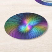 Kleurrijk met blauwe, moderne Abstracte fractale k Ronde Kartonnen Onderzetter (Gebogen)