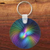 Kleurrijk met blauwe, moderne Abstracte fractale k Sleutelhanger (Voorkant)