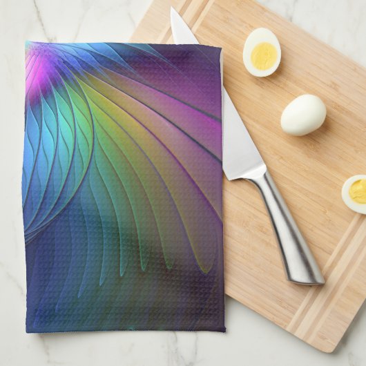 Kleurrijk met blauwe, moderne Abstracte fractale k Theedoek (Quarter Fold)