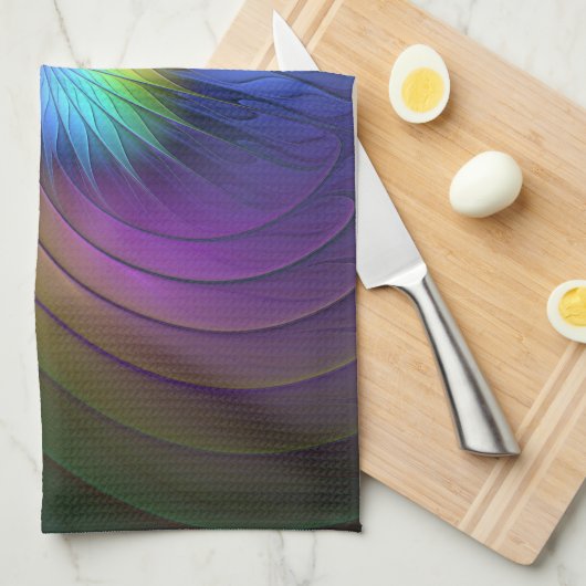 Kleurrijk met blauwe, moderne Abstracte fractale k Theedoek (Quarter Fold)