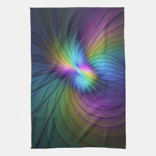 Kleurrijk met blauwe, moderne Abstracte fractale k Theedoek (Verticaal)
