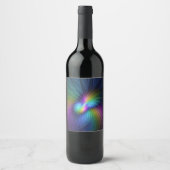 Kleurrijk met blauwe, moderne Abstracte fractale k Wijn Etiket (Voorkant)