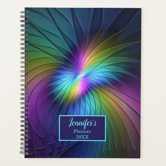 Kleurrijk met blauwe, moderne Abstracte fractale n Planner (Voorkant)