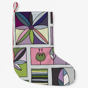 kleurrijk, met de hand getekend geometrisch patro kleine kerstsok