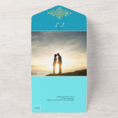 Kleurrijk met gouden bruiloft all in one uitnodiging (Buitenkant)