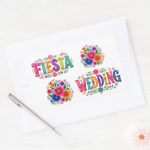 Kleurrijk Mexicaans Bloemend Huwelijk Rechthoekige Sticker