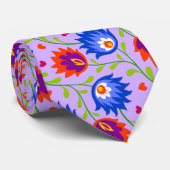 Kleurrijk Mexicaans Bloempatroon Elegant en Kracht Stropdas (Opgerold)