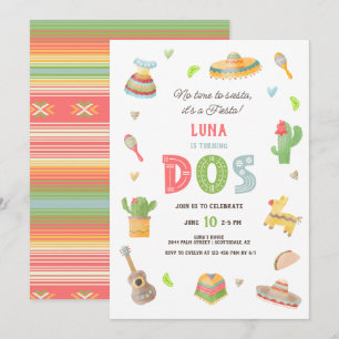 Kleurrijk Mexicaans Feest 2de Verjaardag Kaart