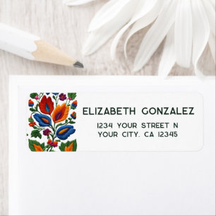 Kleurrijk Mexicaans Fiesta Folk Art Bloemrijke Bor Etiket