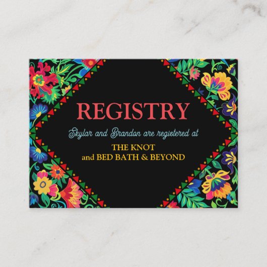 Kleurrijk Mexicaans huwelijksregister Informatiekaartje (Voorkant)