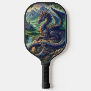 Kleurrijk, middeleeuws Drakenkasteel Pickleball Paddle