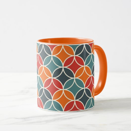 Kleurrijk midden-eeuw modern stijlpatroon mok (Voorkant rechts)