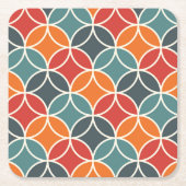 Kleurrijk midden-eeuw modern stijlpatroon vierkante kartonnen onderzetter (Voorkant)