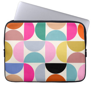 Kleurrijk Midden-eeuws modern Abstract patroon Laptop Sleeve