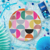 Kleurrijk Midden-eeuws modern Abstract patroon Papieren Bordje (Feest)