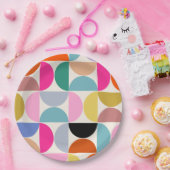 Kleurrijk Midden-eeuws modern Abstract patroon Papieren Bordje (Feest)