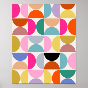 Kleurrijk Midden-eeuws modern Abstract patroon Poster