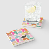 Kleurrijk Midden-eeuws modern Abstract patroon Stenen Onderzetter (Zijkant)