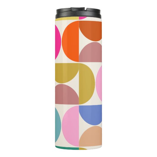 Kleurrijk Midden-eeuws modern Abstract patroon Thermosbeker (Achterkant)