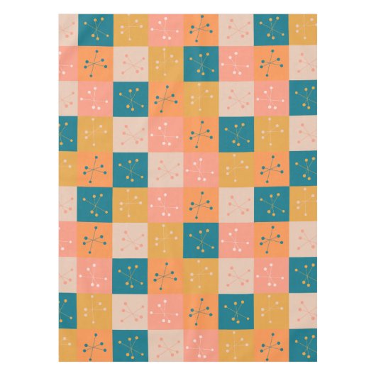 Kleurrijk middenpatroon van modern atoommotif tafelkleed (Voorkant)