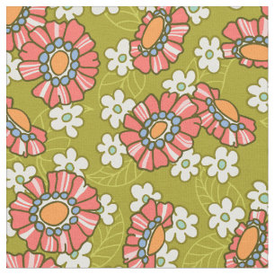 Kleurrijk midscale retro bloempatroon stof