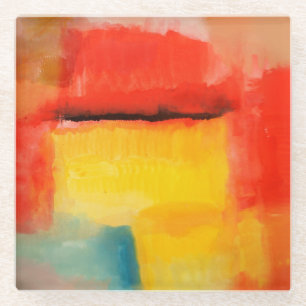Kleurrijk Minimalistisch Abstract Kunstwerk Glazen Onderzetter