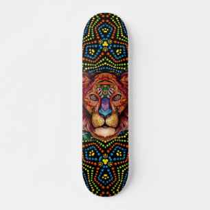 Kleurrijk Mixed Media Boho Dierenhoofd & Stip Kuns Skateboard