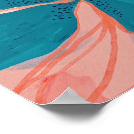 Kleurrijk modern, Abstract kunstlicht roze blauw Poster (Hoek)