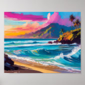 Kleurrijk modern Abstract strandlandschap Poster (Voorkant)