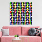 Kleurrijk modern blauw groen gele zigzagpatroon canvas afdruk (Insitu (Woonkamer))