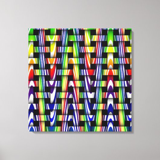 Kleurrijk modern blauw groen gele zigzagpatroon canvas afdruk (Voorkant)